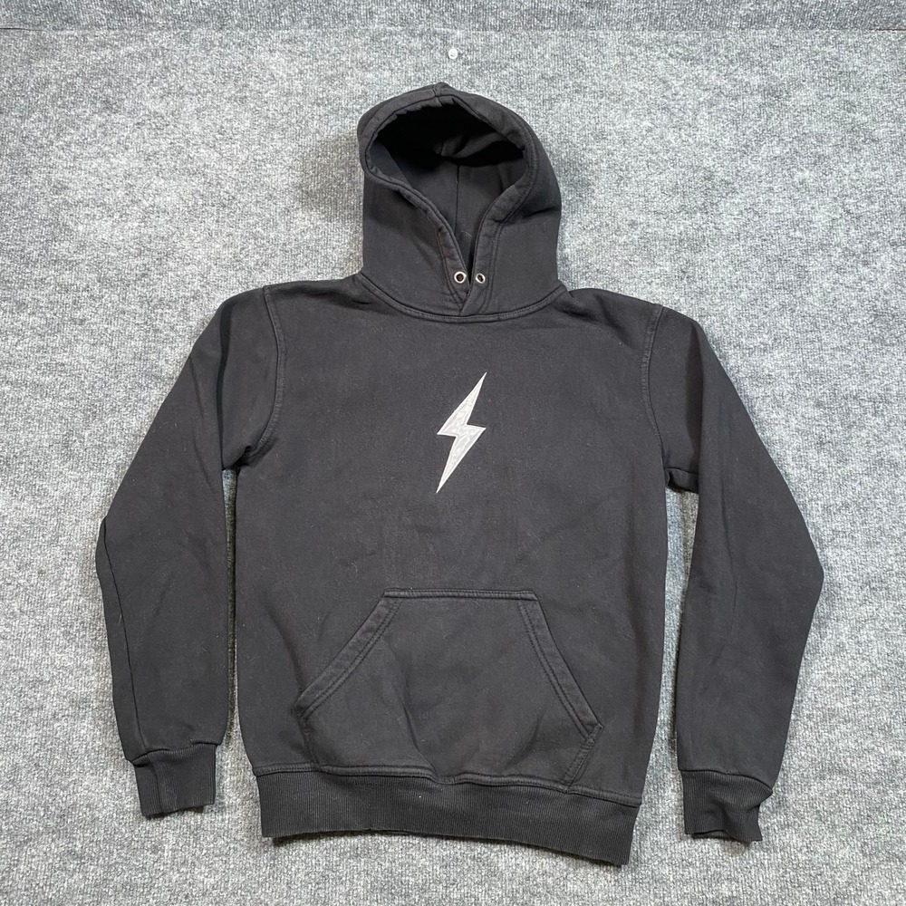 Bruce Bolt Youth XL Black Lightning Bolt Logo Pullover Fleece Hoodie Sweatshirt